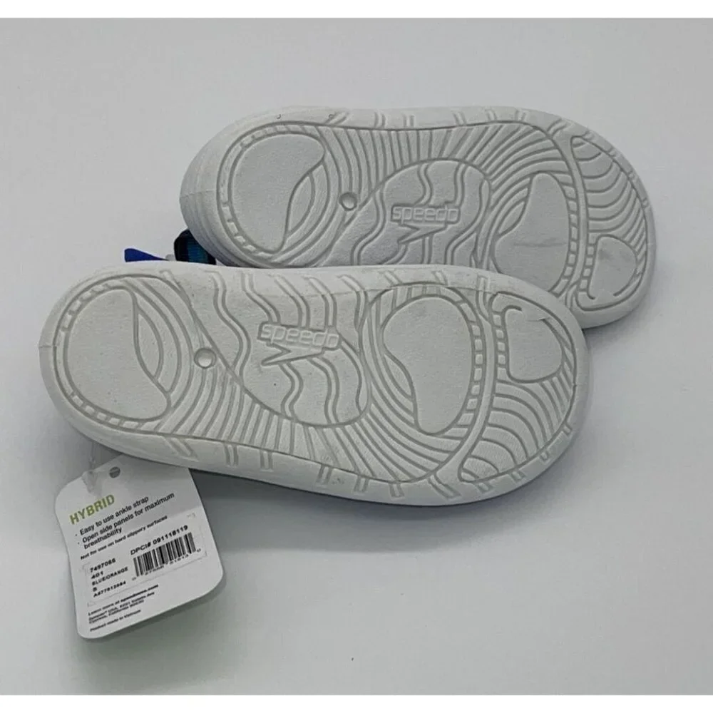 NWT Speedo Boys Kids Small 5/6 Hybrid Water Shoes Blue Orange White